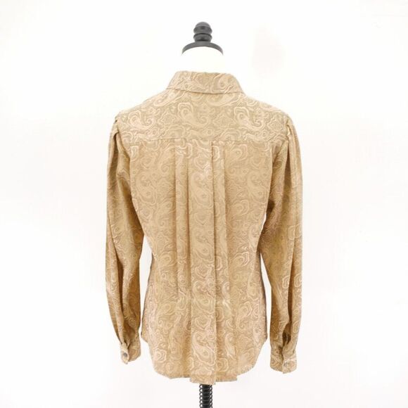 Liz Claiborne Vintage Gold Paisley Pintuck Button Down Blouse Pleated Size‎ 4 - Picture 6 of 10